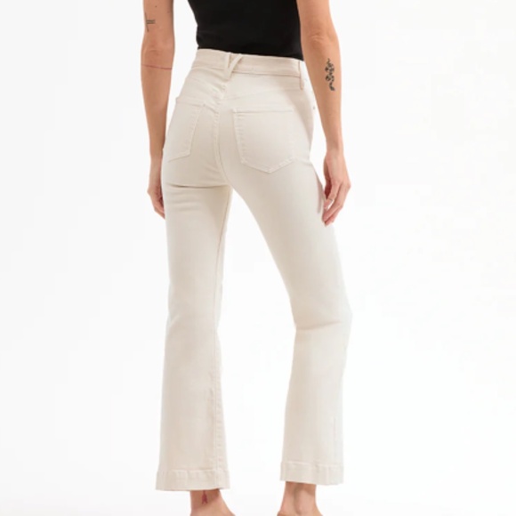 NWT VERONICA BEARD WOMENS CARSON HIGH RISE ANKLE FLARE JEANS ECRU OFF WHITE 29 - Picture 2 of 8
